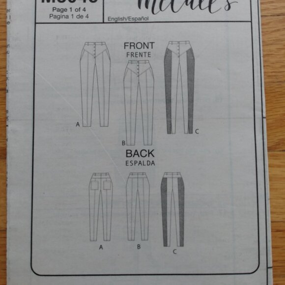 Jeans Pants Sewing Pattern Yoked Button Fly Front Size 6-14 UNCUT McCall's 8045 - Picture 10 of 10